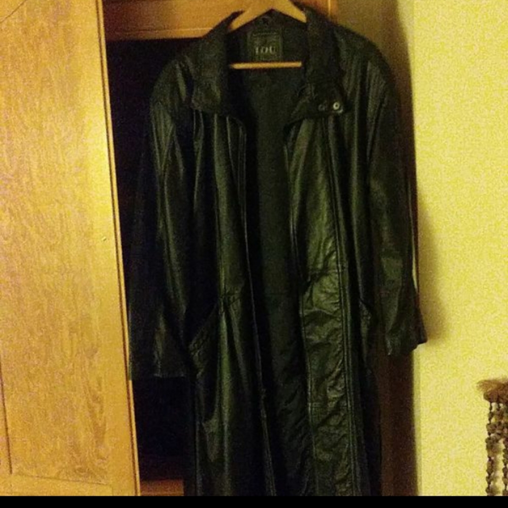 Leather trench coat
